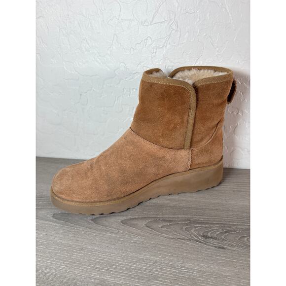 UGG Kristin Boot Women's 6.5 Classic Slim Wedge Ankle Chestnut Suede Shearling - Picture 2 of 8